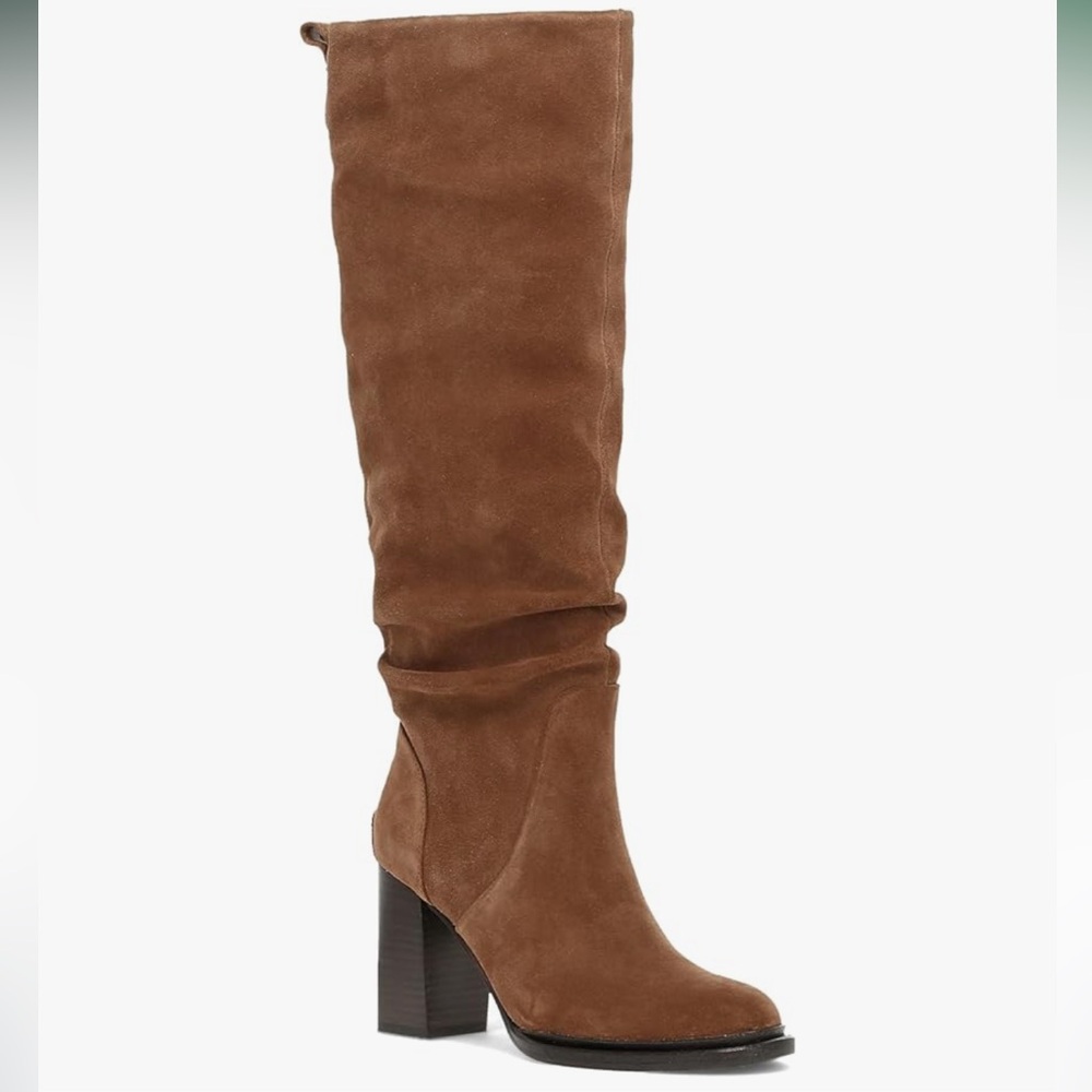 🆕 FRYE Wide Calf Alex Tall Boot Brown Suede Knee High Boho Vintage Style Heel 10 - Picture 2 of 12